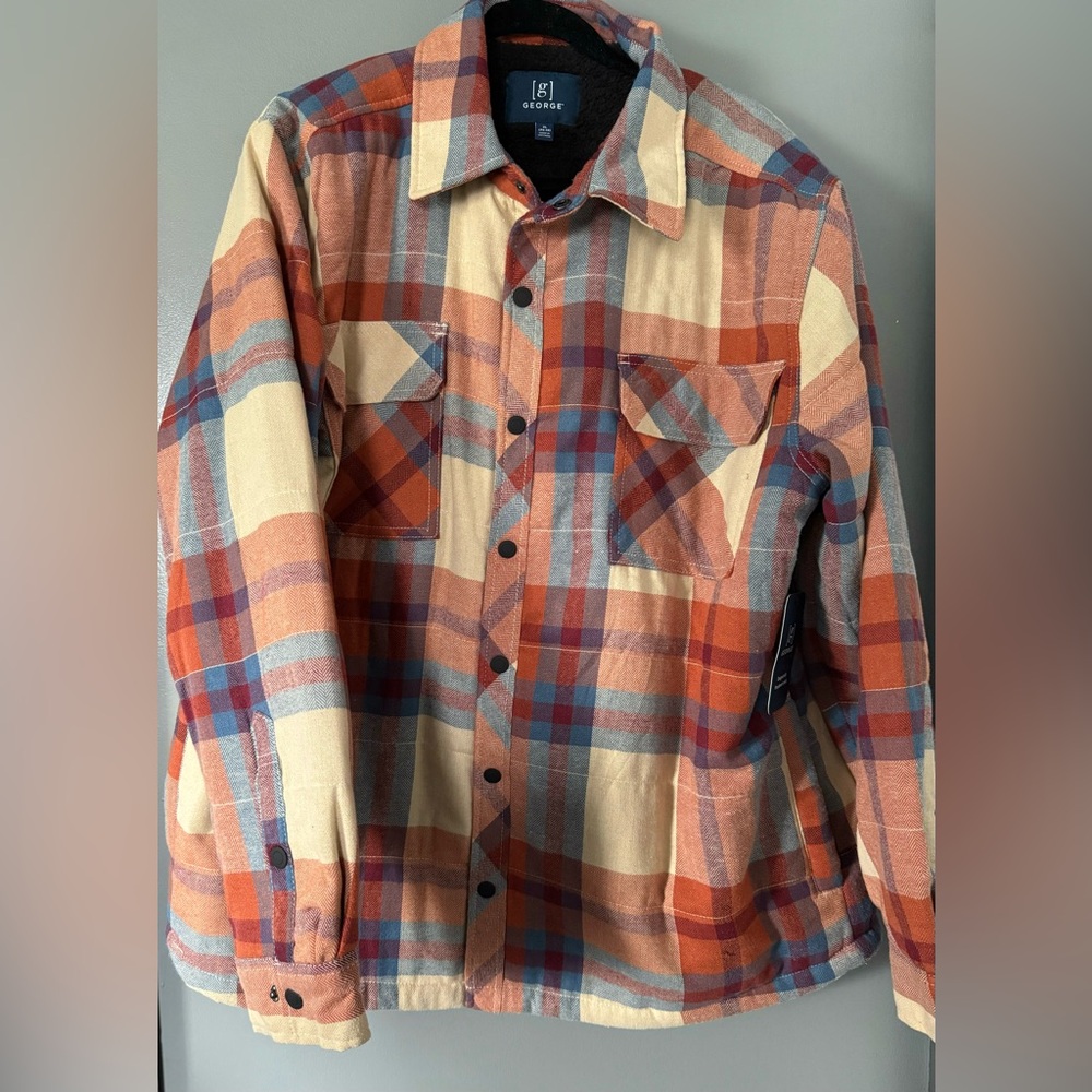 Fleece lined shirt jacket multicolor great for fall! Never worn new with tags